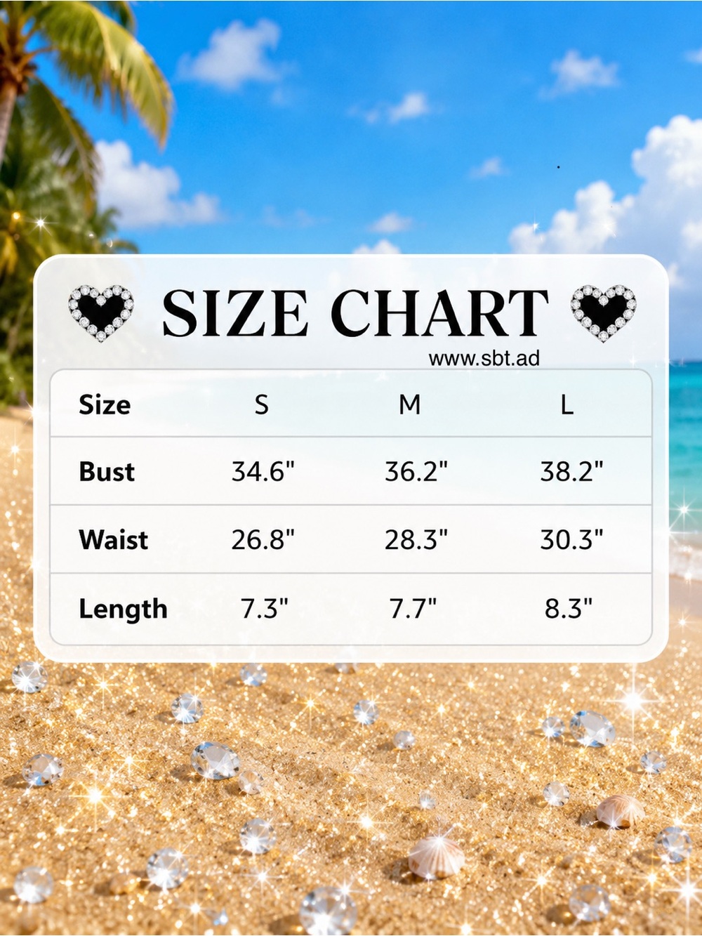 NEW Triangle Bikini Sparkling Bling Crystal Rhinestone Heart Swimsuit Beach Wear - Picture 13 of 13
